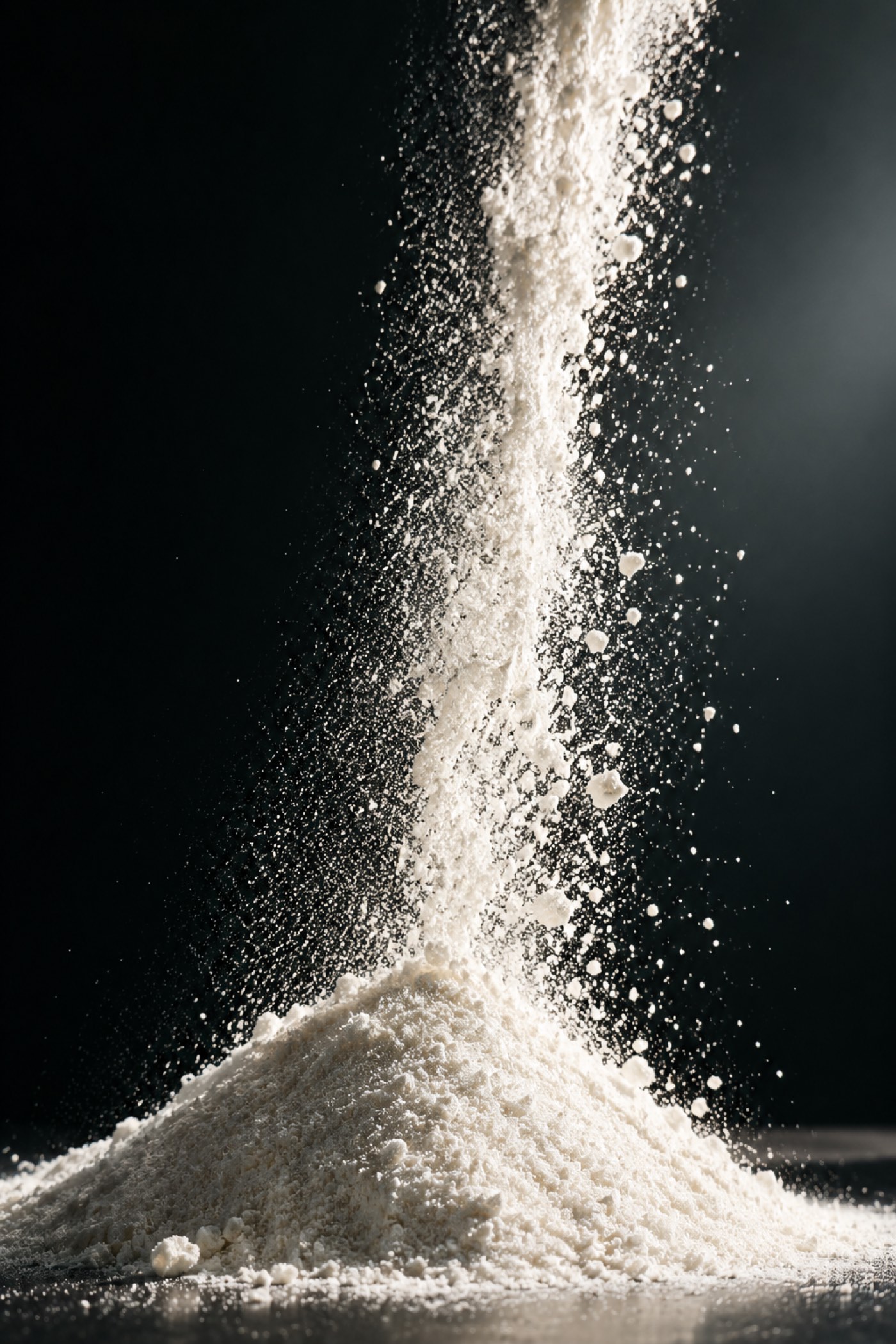 Fine powder pouring in a dramatic studio still life